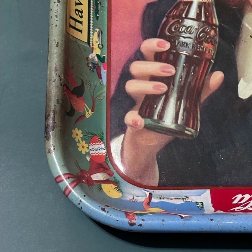 Vintage Coca-Cola Metal Serving Tray Woman - Picture 3 of 6